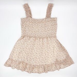 Madewell Smocked Ditsy Floral Seersucker Mini Tank Ruffle Hem Dress Size XXL